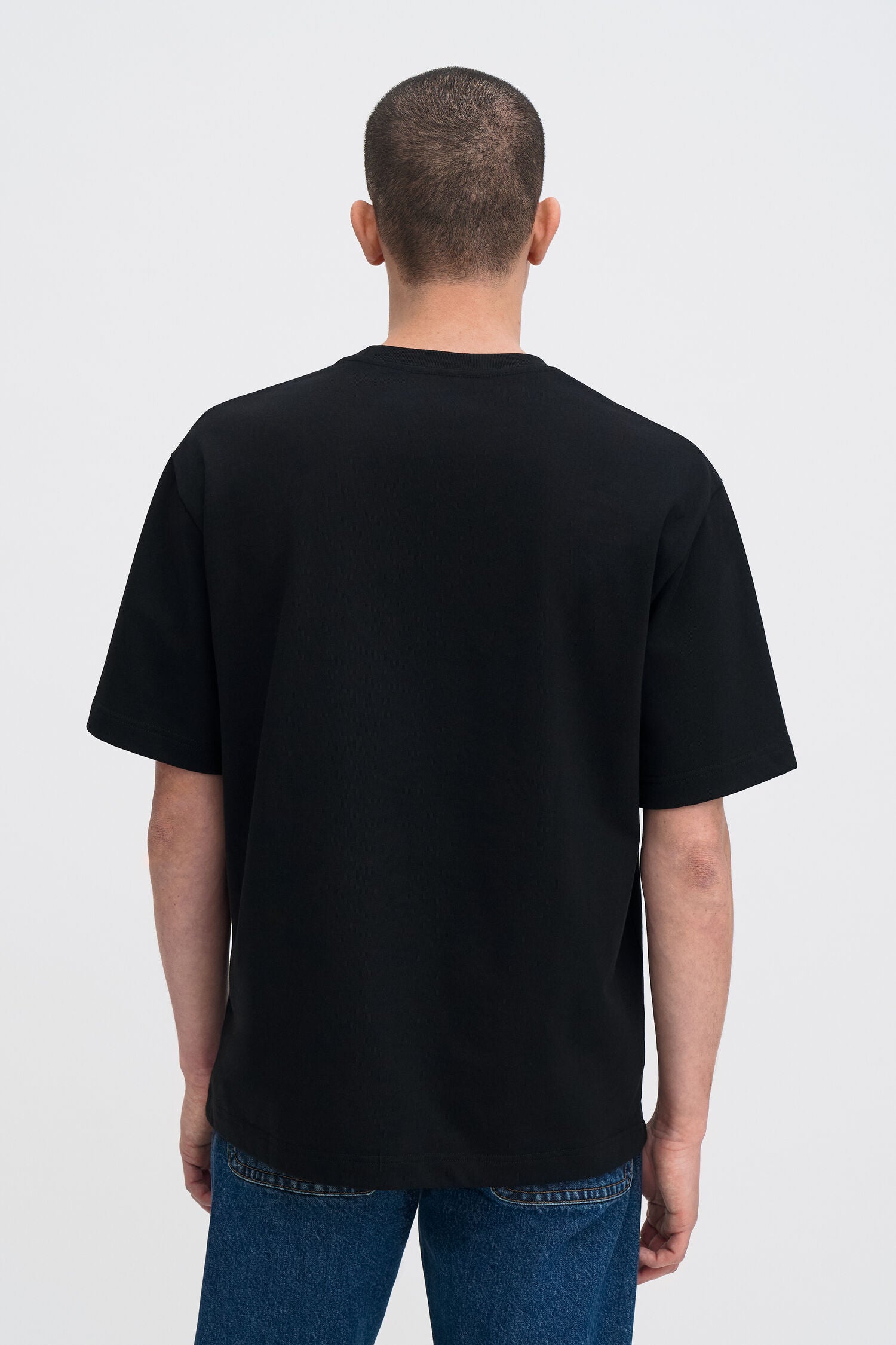 Black טי שירט קצרה לגברים Heavy Crewneck FILIPPA K