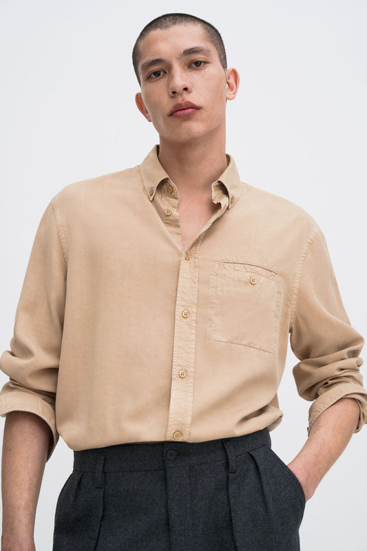 Light Gray חולצה מכופתרת ארוכה לגברים Zachary FILIPPA K