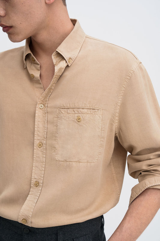 Tan חולצה מכופתרת ארוכה לגברים Zachary FILIPPA K