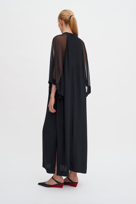 Dark Slate Gray שמלת מקסי לנשים Sheer Raglan Kaftan FILIPPA K