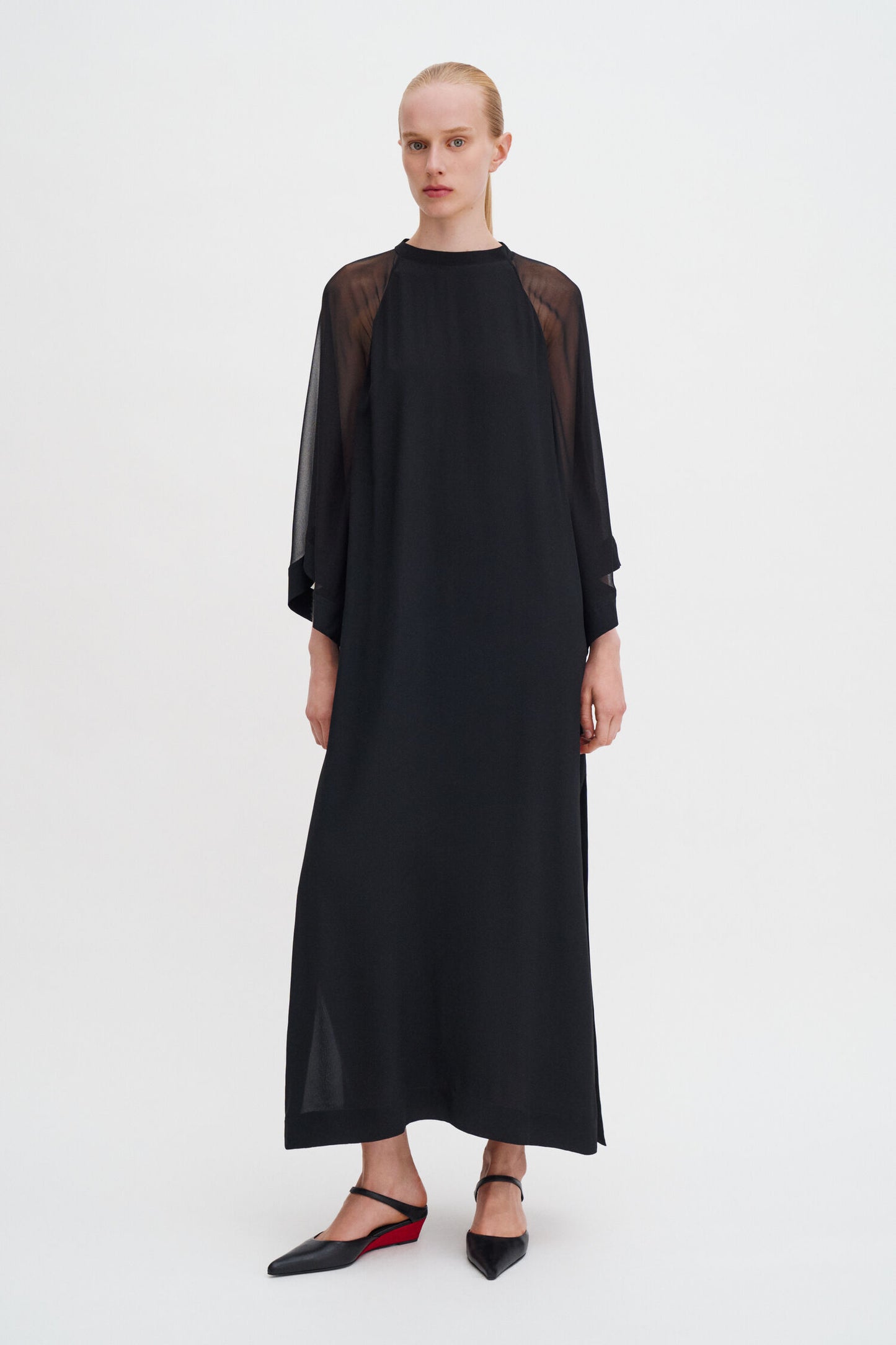 Black שמלת מקסי לנשים Sheer Raglan Kaftan FILIPPA K
