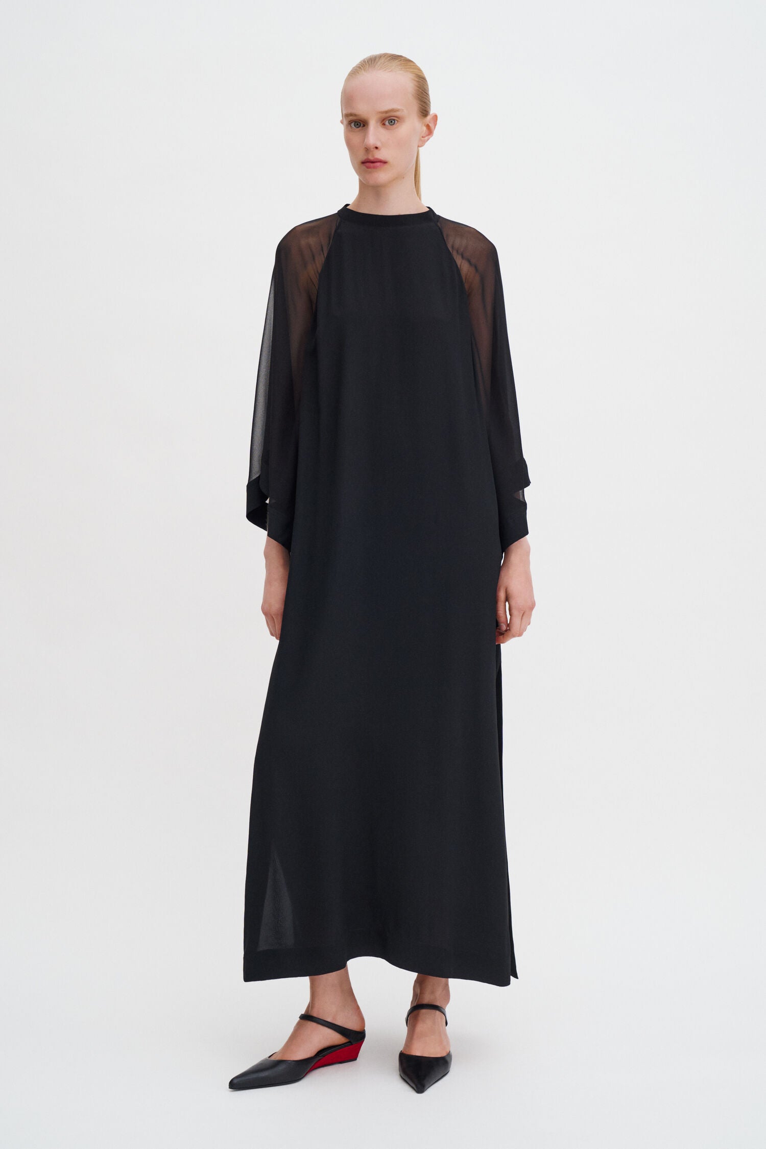 Black שמלת מקסי לנשים Sheer Raglan Kaftan FILIPPA K