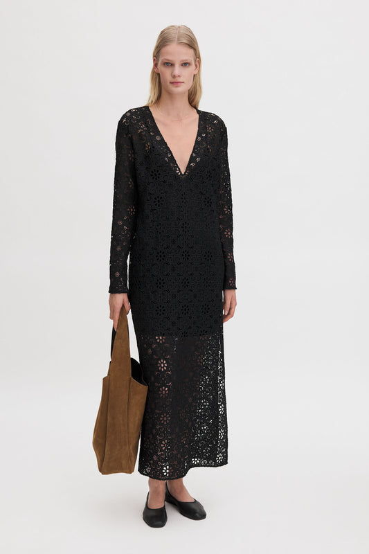 Black שמלה לנשים Lace Dress FILIPPA K