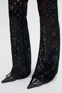 Black מכנסיים לנשים Lace Trousers FILIPPA K