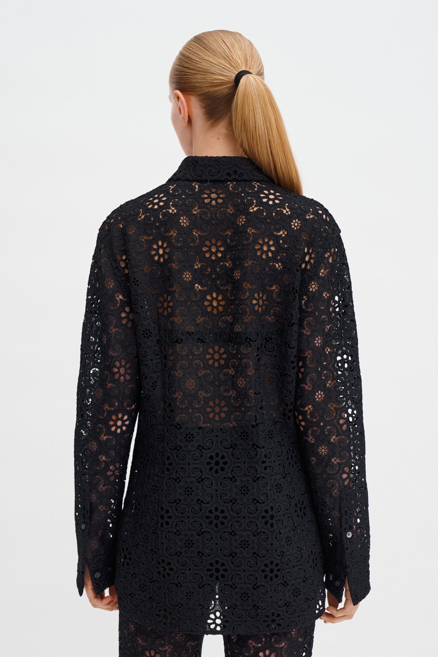 Black חולצה לנשים Lace Shirt FILIPPA K