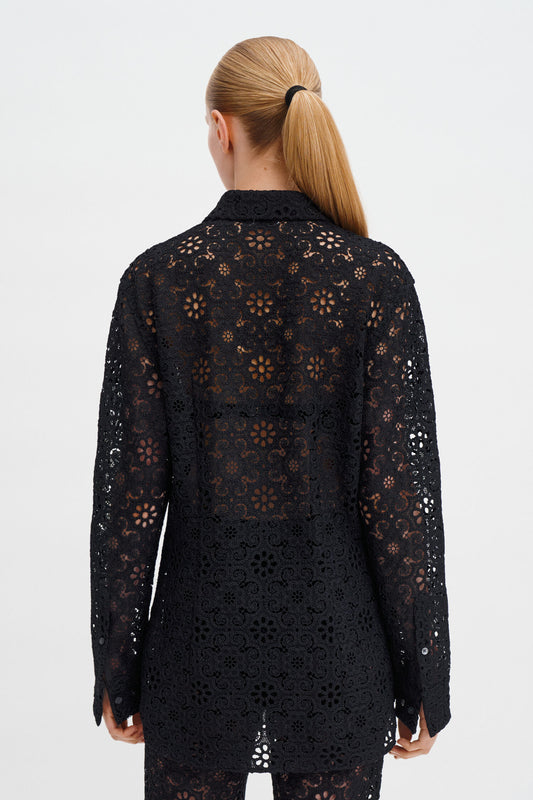 Black חולצה לנשים Lace Shirt FILIPPA K