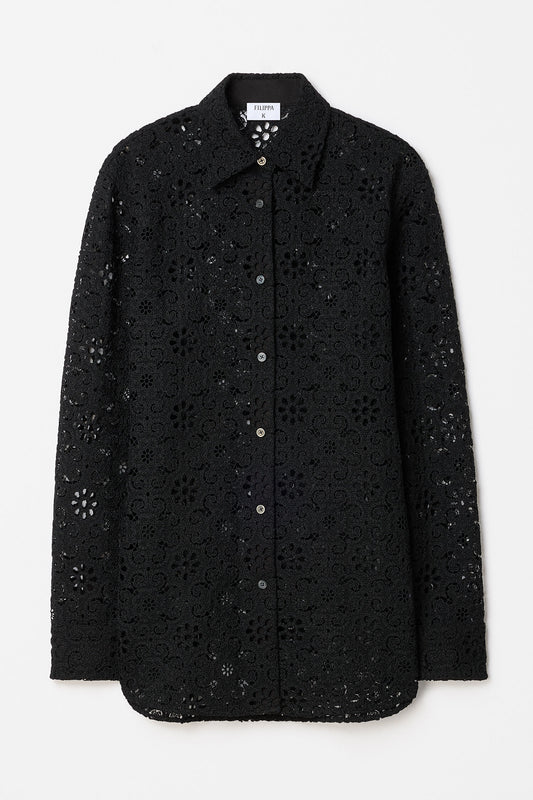 Black חולצה לנשים Lace Shirt FILIPPA K