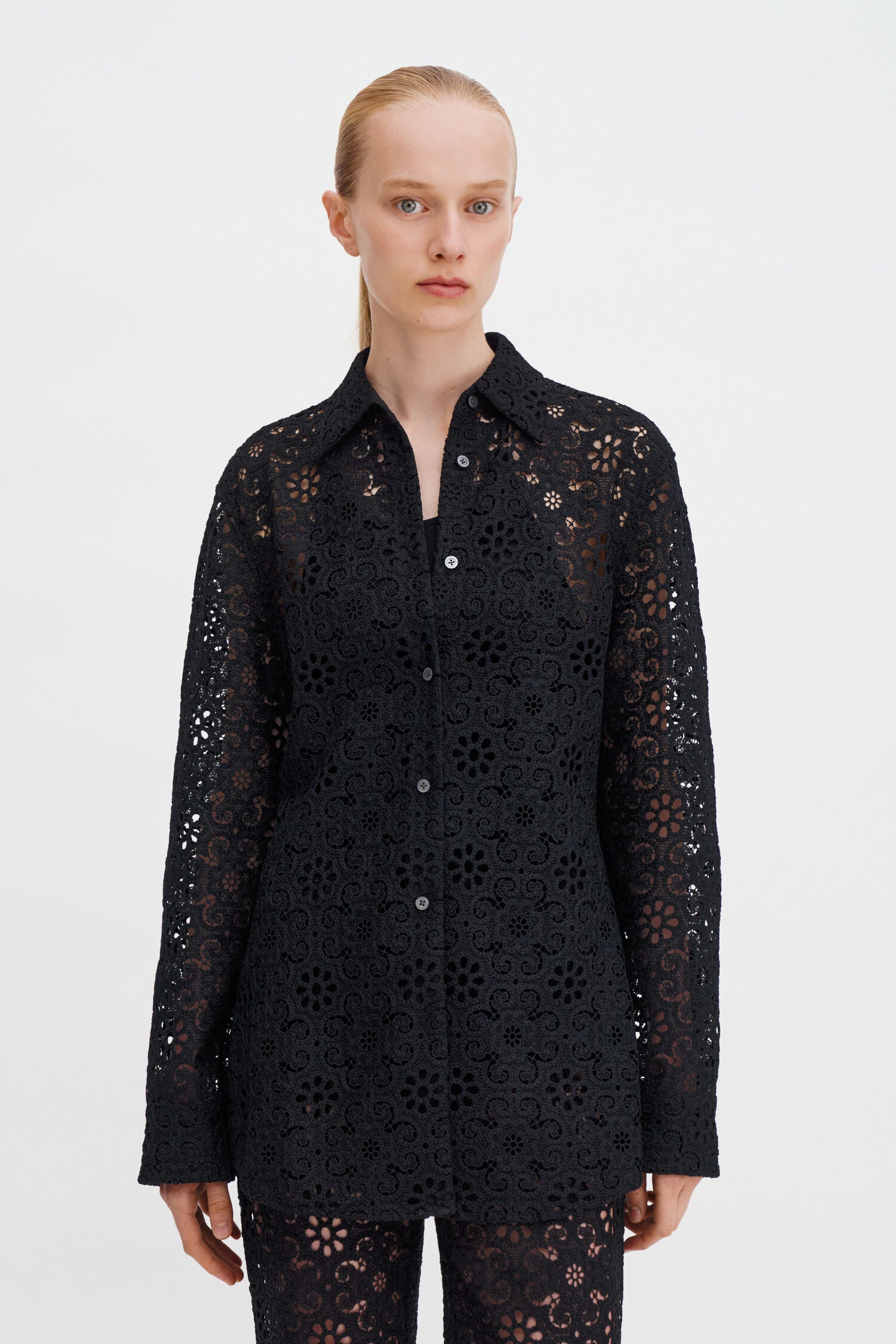 Black חולצה לנשים Lace Shirt FILIPPA K
