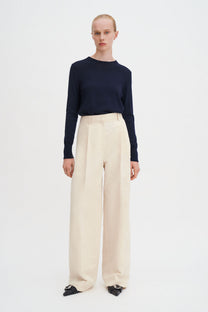 Light Gray מכנסיים ארוכים לנשים Darcey Linen Trousers FILIPPA K