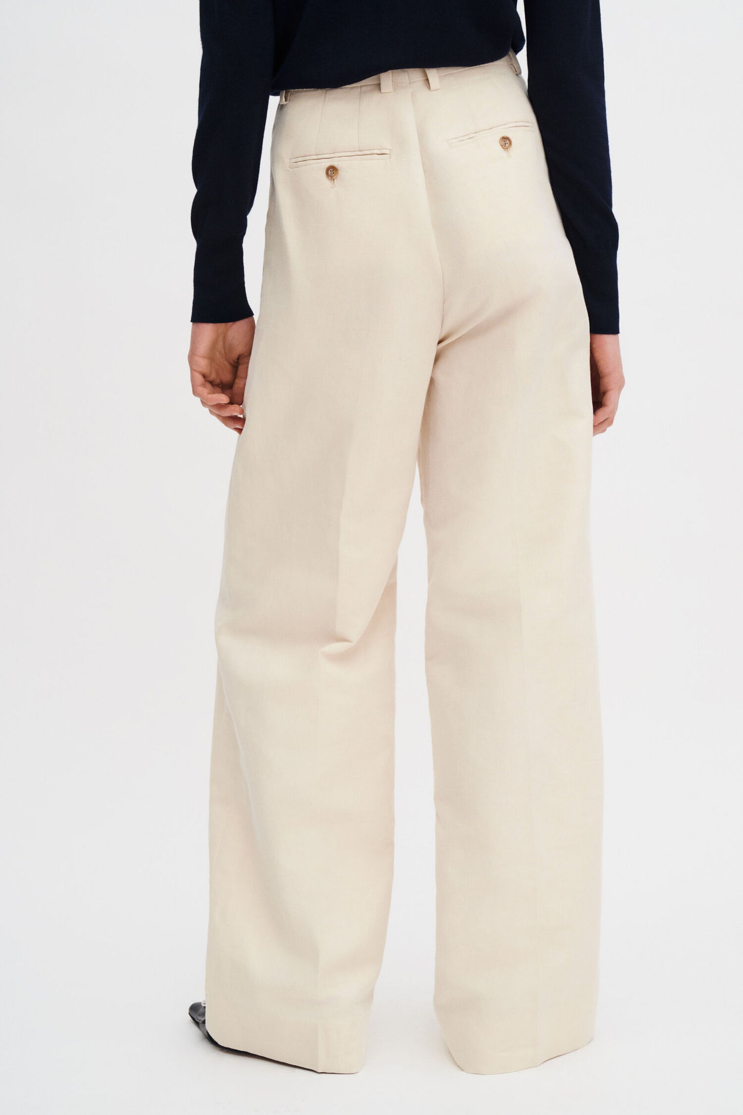 Light Gray מכנסיים ארוכים לנשים Darcey Linen Trousers FILIPPA K