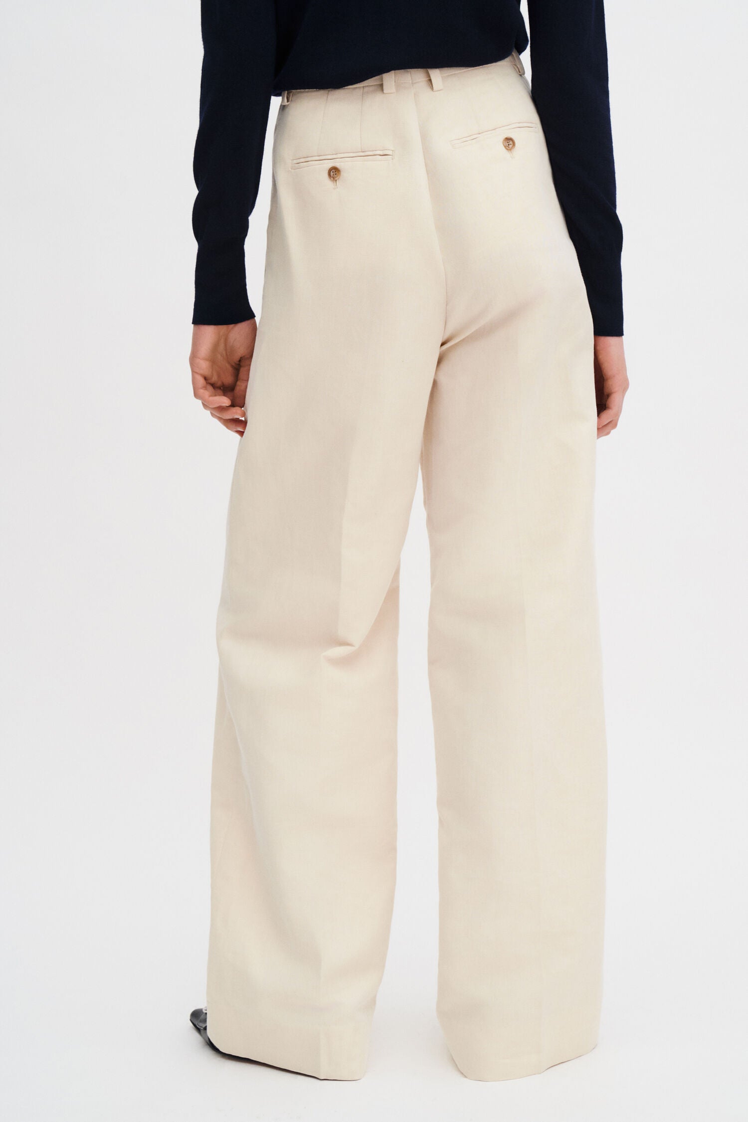 Light Gray מכנסיים ארוכים לנשים Darcey Linen Trousers FILIPPA K