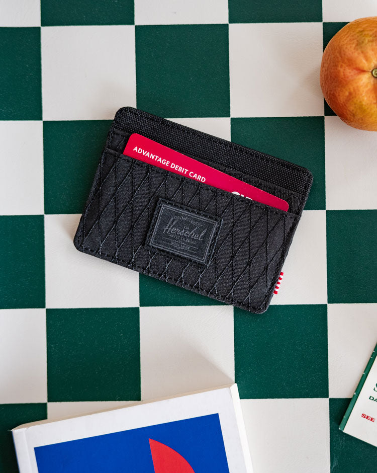 Light Gray CHARLIE CARDHOLDER BLACK DIAMOND/BLACK ארנק HERSCHEL