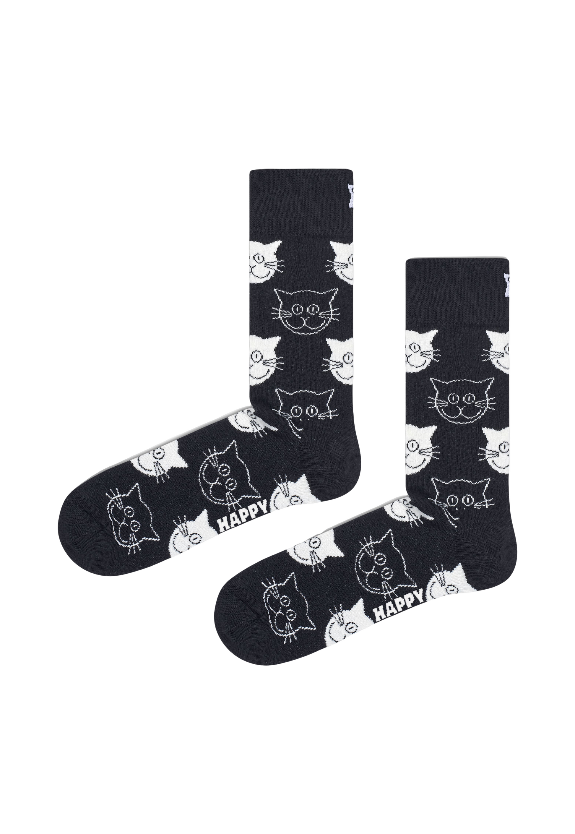 Dark Slate Gray זוג גרביים בהדפס חתולים HAPPY SOCKS