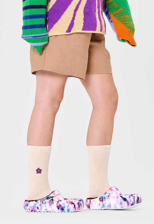 Light Gray זוג גרביים לנשים Flower HAPPY SOCKS