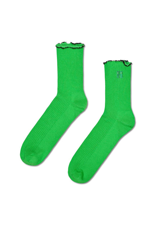Lime Green זוג גרביים לנשים Beads HAPPY SOCKS