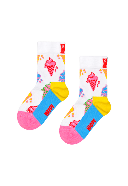 White Smoke זוג גרביים לילדים Kids Ice Cream Sock HAPPY SOCKS