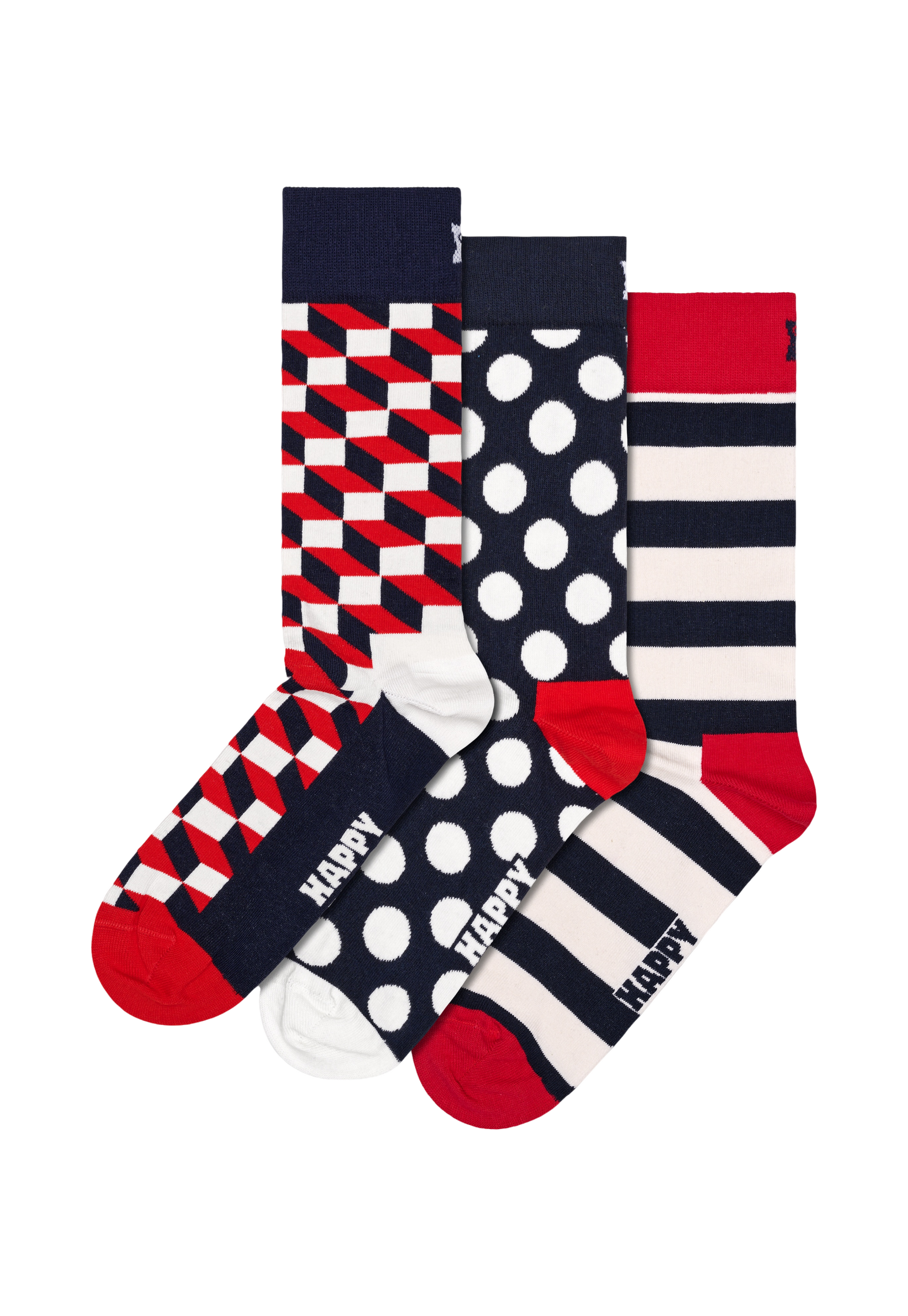 Misty Rose מארז 3 זוגות גרביים Optic HAPPY SOCKS