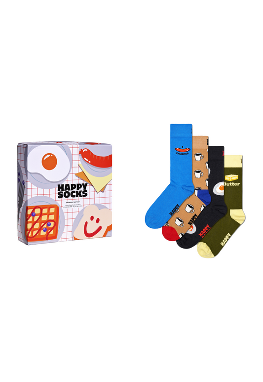 Light Gray מארז 4 זוגות גרביים Breakfast HAPPY SOCKS