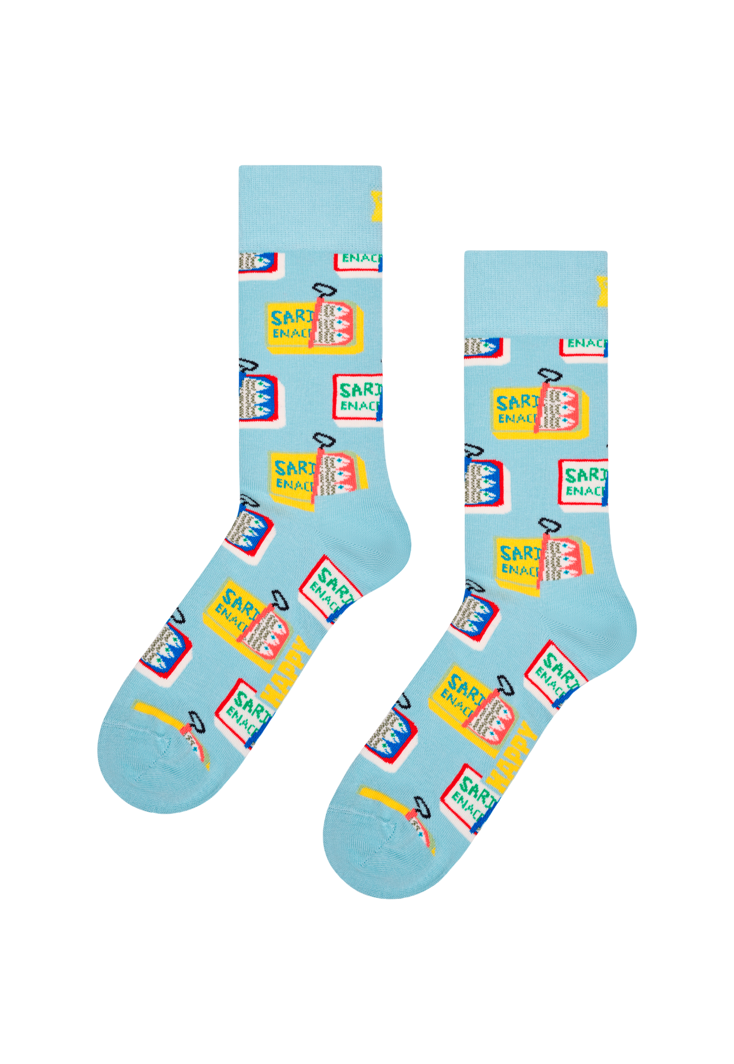 White Smoke זוג גרביים לגברים Sardine Tin Socks HAPPY SOCKS