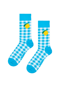 White Smoke זוג גרביים לנשים Gingham Lemon Socks HAPPY SOCKS