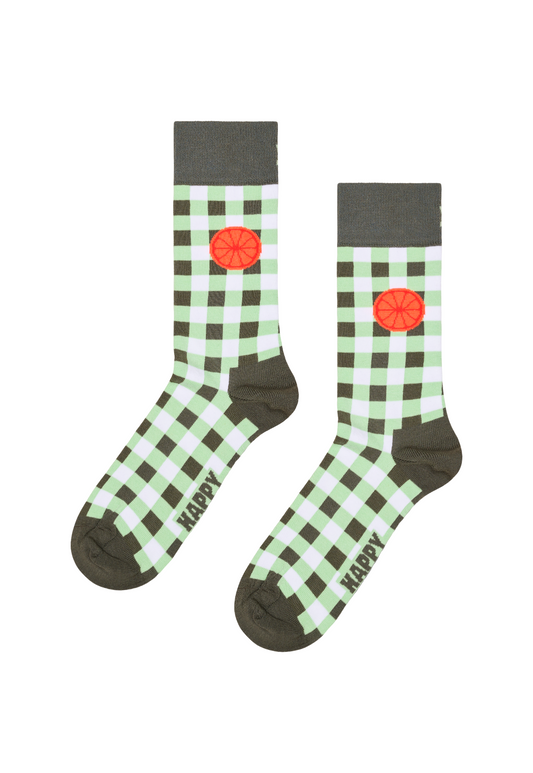 זוג גרביים לגברים Gingham Orange Socks