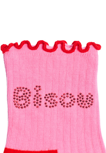 Light Pink זוג גרביים לנשים Bisou Mini Crew Socks HAPPY SOCKS