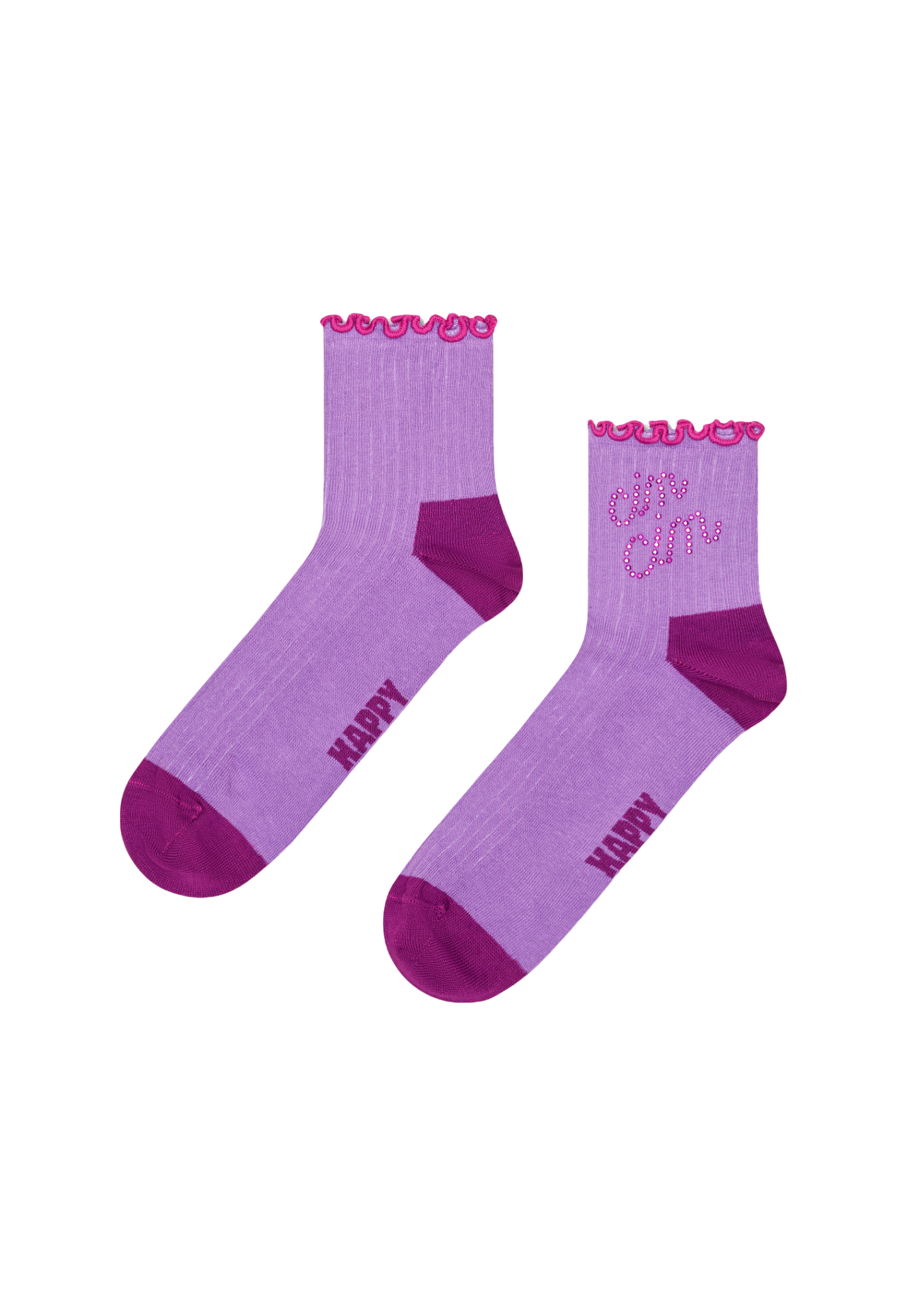 White Smoke זוג גרביים לנשים Cin Cin Mini Crew Socks HAPPY SOCKS