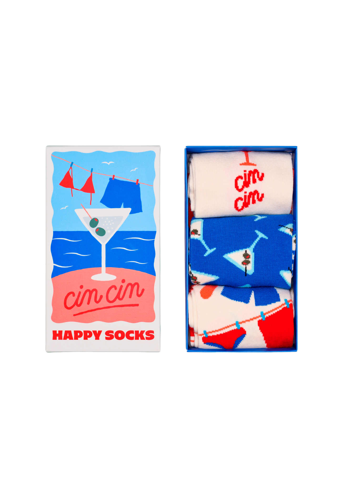 White Smoke מארז 3 זוגות גרביים לנשים Cin Cin Socks Gift Set HAPPY SOCKS
