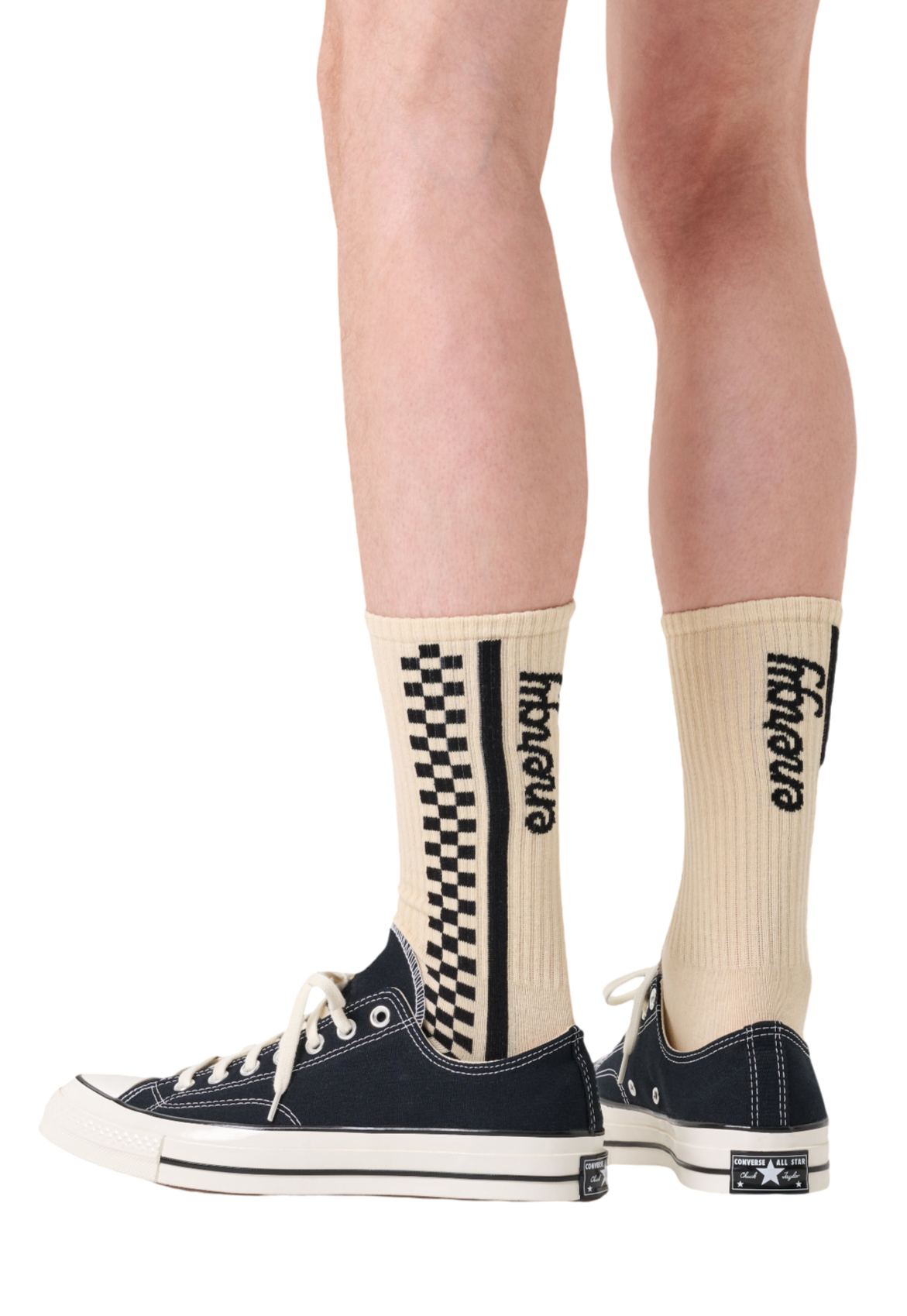 White Smoke זוג גרביים לגברים Energy Checkered Sneaker Socks HAPPY SOCKS