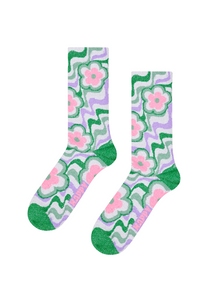 White Smoke זוג גרביים לנשים Flowy Flower Socks HAPPY SOCKS