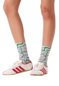 White Smoke זוג גרביים לנשים Flowy Flower Socks HAPPY SOCKS