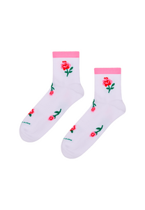 White Smoke זוג גרביים לנשים Roses Mini Crew Sneaker Socks HAPPY SOCKS