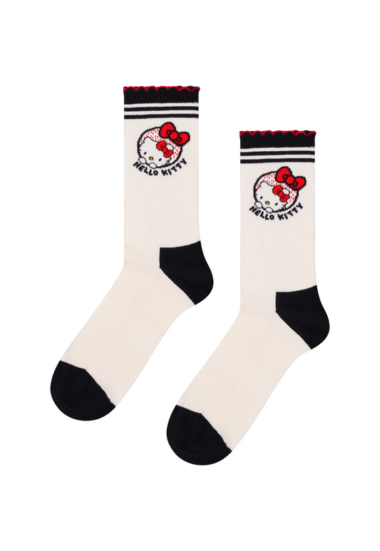 זוג גרביים לנשים Hello Kitty Ribbon Sneaker Socks