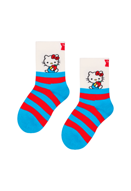 White Smoke זוג גרביים לילדים Hello Kitty Stripe Socks HAPPY SOCKS