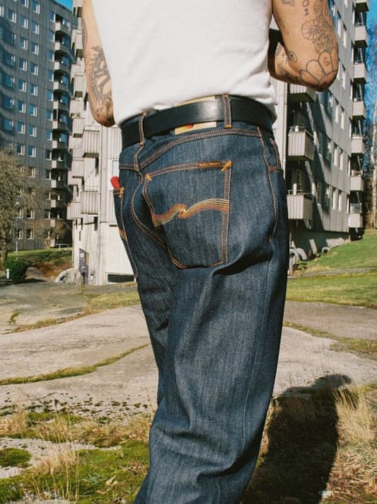 Dark Slate Gray ג'ינס ארוך לגברים / נשים Tuff Tony – Wide Leg / Dry Sunburns NUDIE