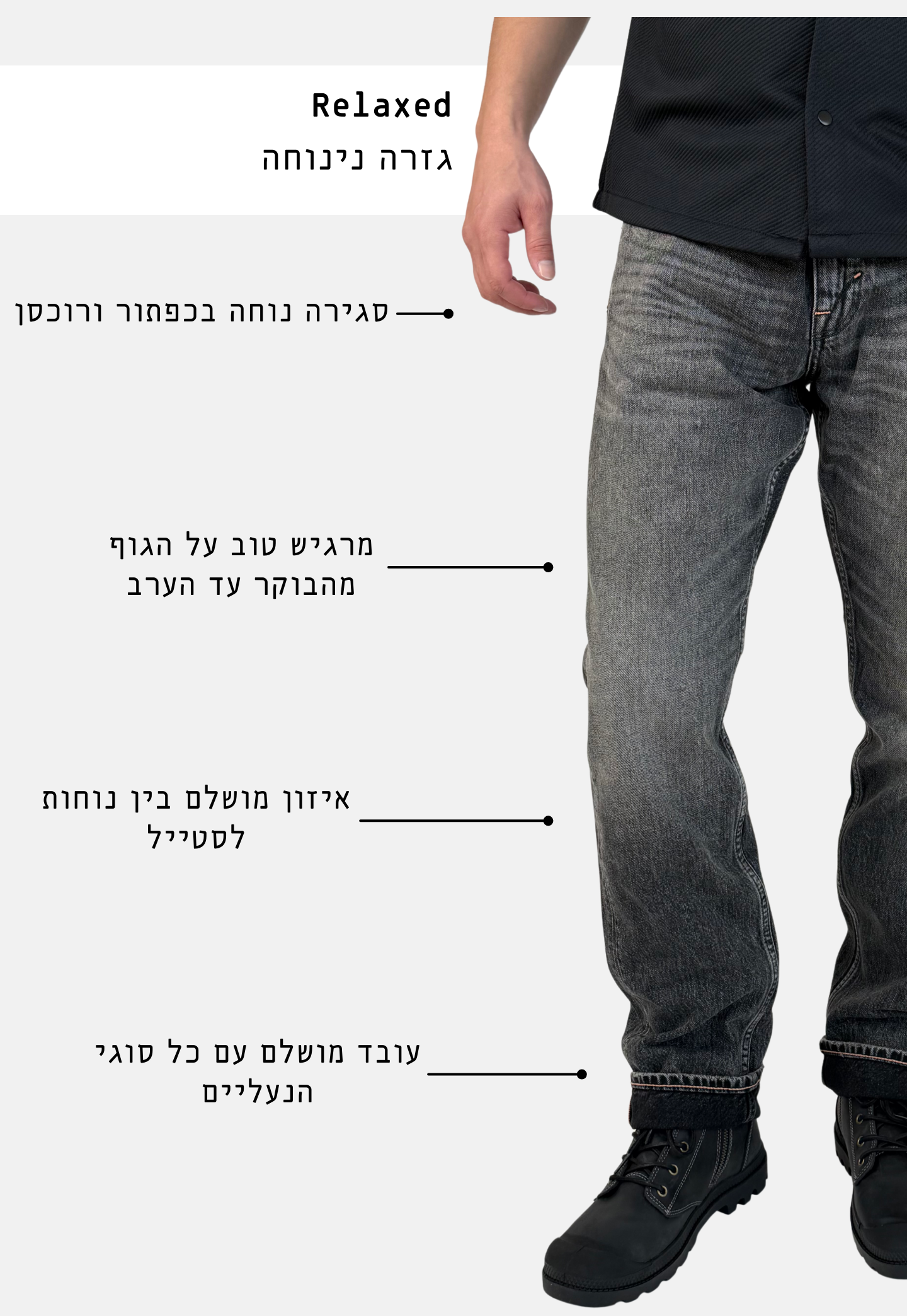 White Smoke ג׳ינס ארוך לגברים S90 – Relaxed Fit MINUS 1