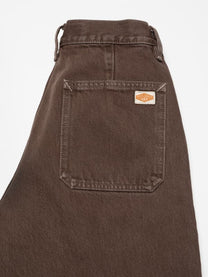 Dark Olive Green מכנסיים ארוכים לנשים Asta Workwear - High waist NUDIE