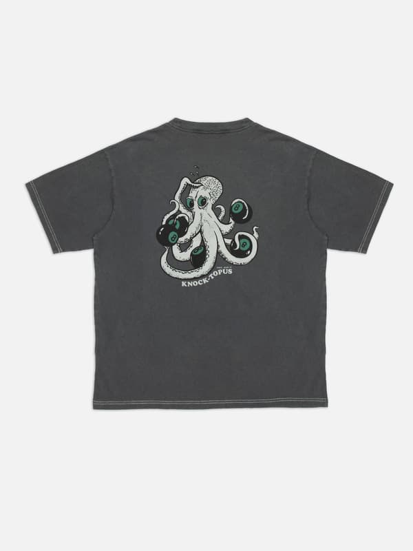 Dark Slate Gray טי שירט קצרה לגברים Koffe Knock-Topus NUDIE