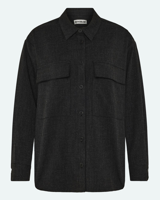 Black חולצה מכופתרת ארוכה לנשים Astrids MINIMUM