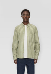 Dark Gray חולצה מכופתרת פסים לגברים Pedro RLX LS Shirt MINIMUM
