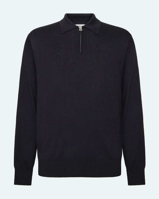 Black חולצת פולו זיפר לגברים Roger MINIMUM