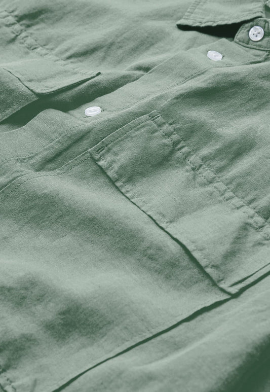 Dark Sea Green חולצה מכופתרת קצרה לגברים Lando Reg SS MINIMUM