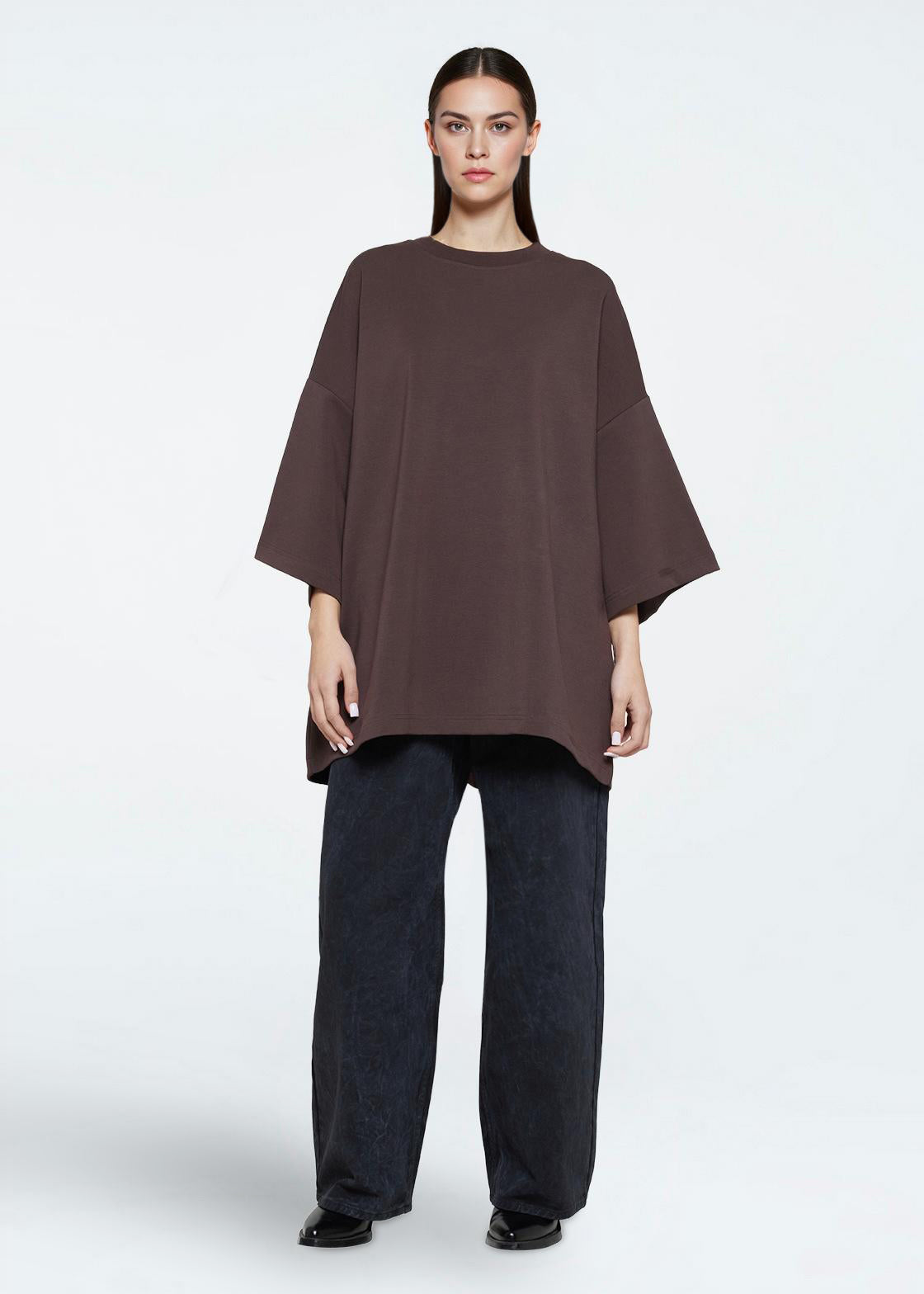 Dark Slate Gray טי שירט קצרה אוברסייז לנשים Norah MINIMUM