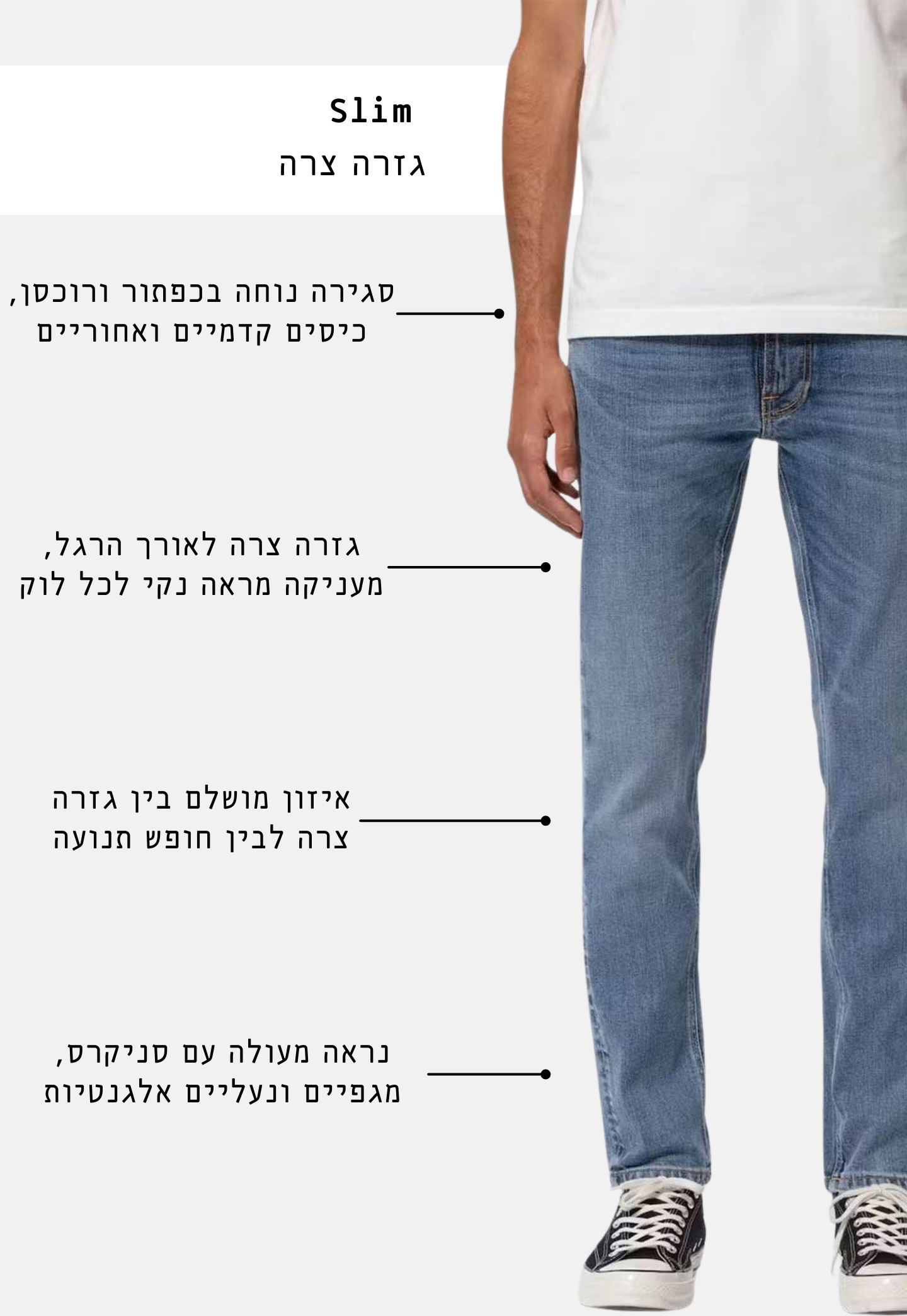White Smoke ג'ינס ארוך לגברים Lean Dean - Slim Fit NUDIE