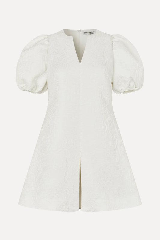 Antique White שמלת מיני לנשים Artist Flower Relief STINE GOYA