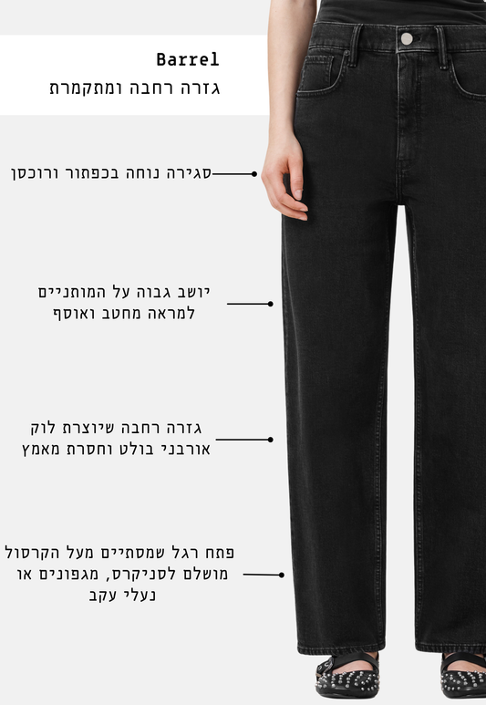 White Smoke ג'ינס ארוך לנשים Sadie - Barrel Fit ALLSAINTS