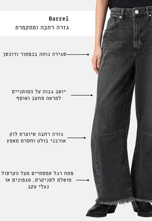 White Smoke ג'ינס ארוך לנשים Payton - Barrel Fit ALLSAINTS