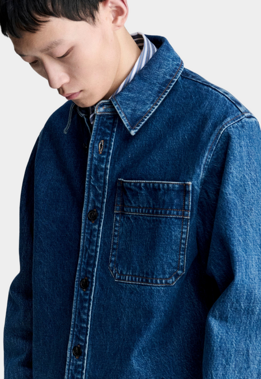 Midnight Blue SURCHEMISE BASILE LOGO חולצה מכופתרת ארוכה A.P.C