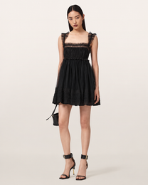 Light Gray שמלת מיני עם כיווצים ו-Frill לנשים Angela ALLSAINTS