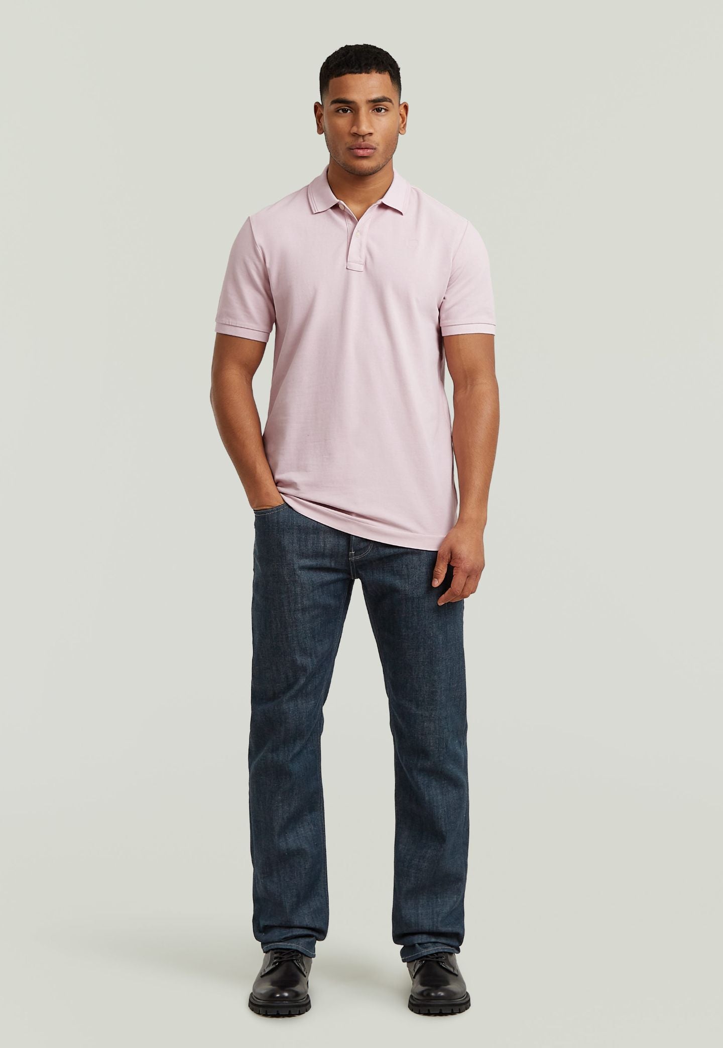 Light Gray חולצת פולו קצרה לגברים Dunda G STAR